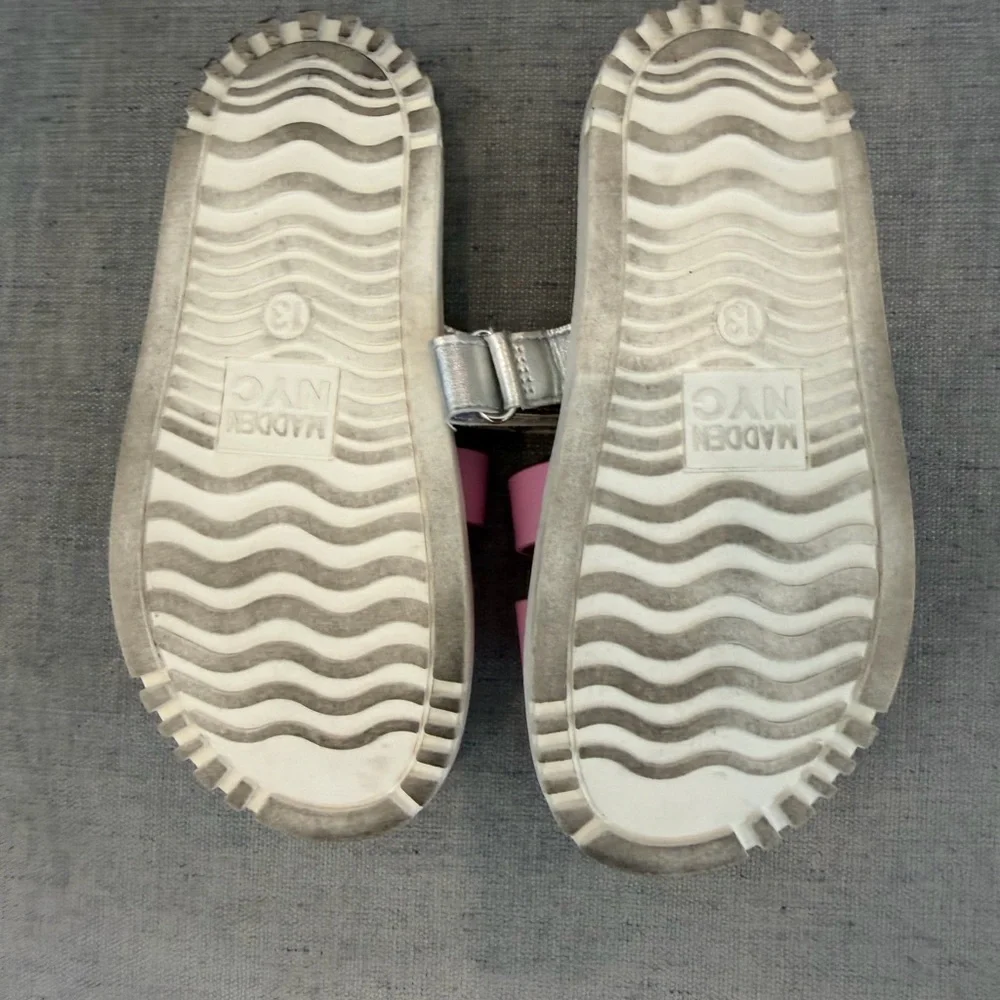Madden NYC Kids Pink & Silver Slide Sandals